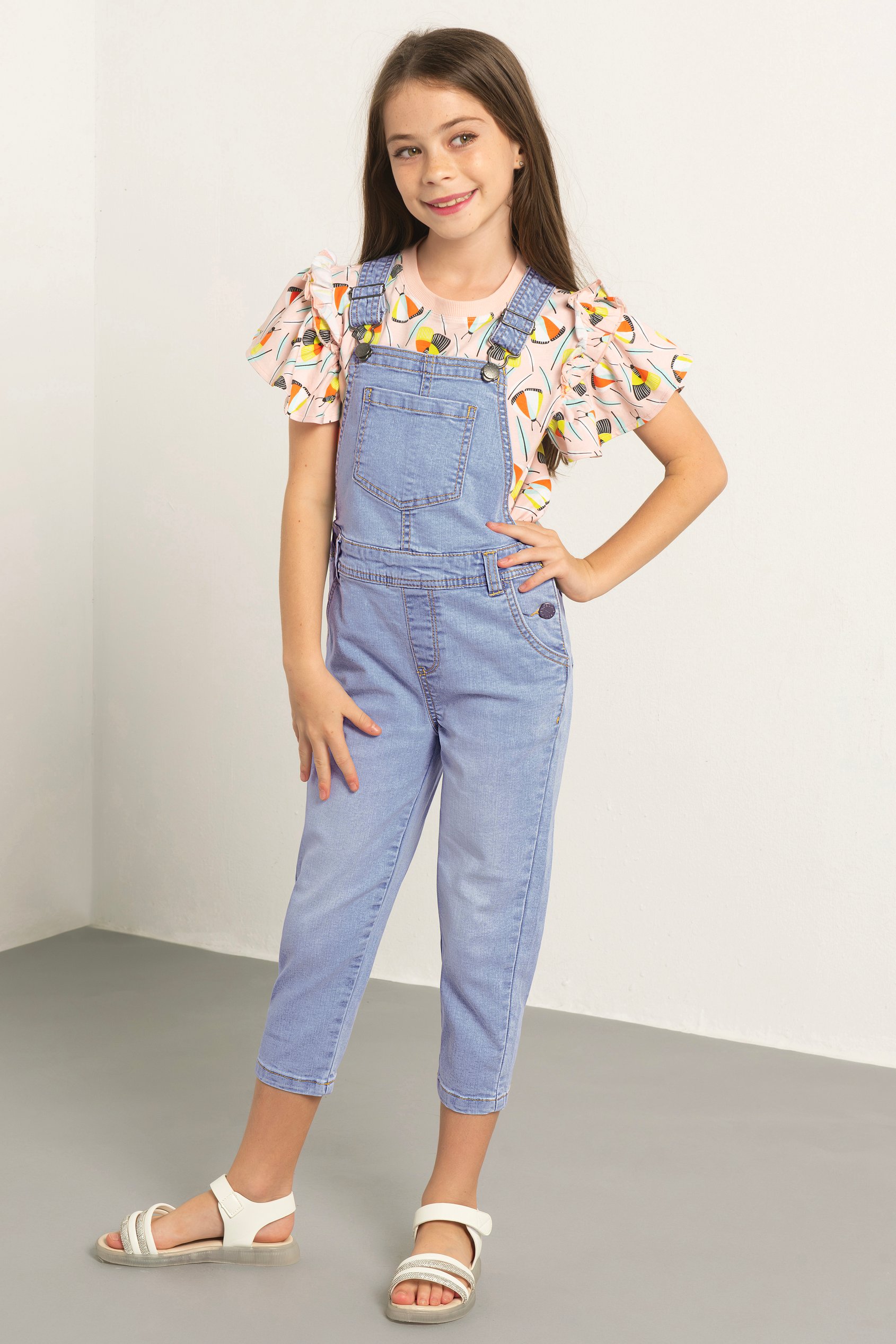 Girls 5 Pockets Denim Dungarees(2/3yrs-8/9yrs)