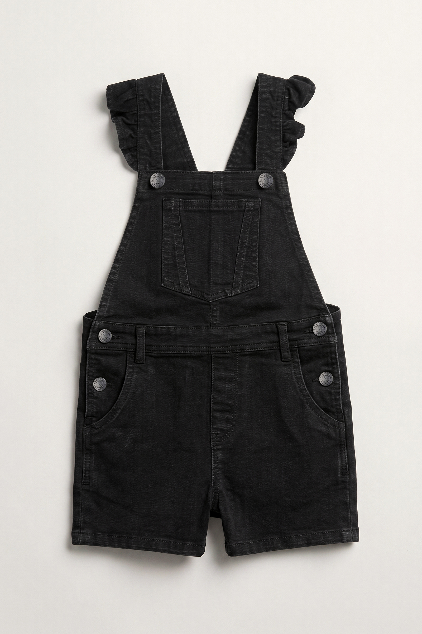 Girls Denim Ruffle Sleeve Short Dungarees(2/3yrs-8/9yrs)