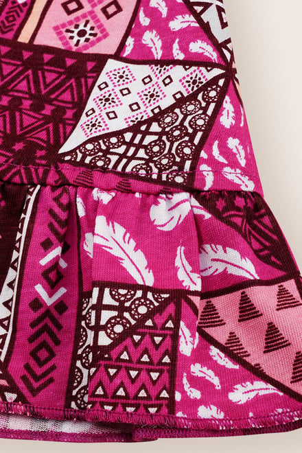 Geometric Print Frill Hem Mini Dress