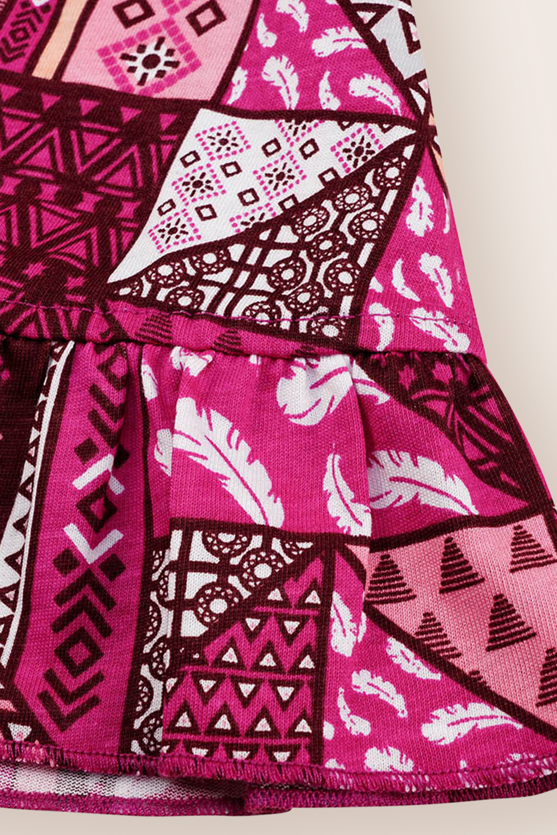 Geometric Print Frill Hem Mini Dress