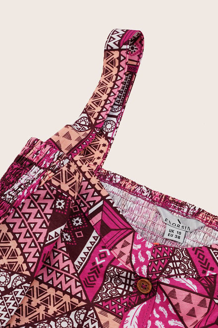 Geometric Print Frill Hem Mini Dress