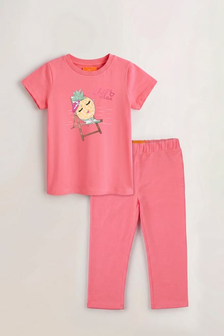 Girls Printed T-Shirt & Cropped Legging Set