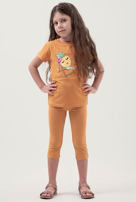 Girls Printed T-Shirt & Cropped Legging Set