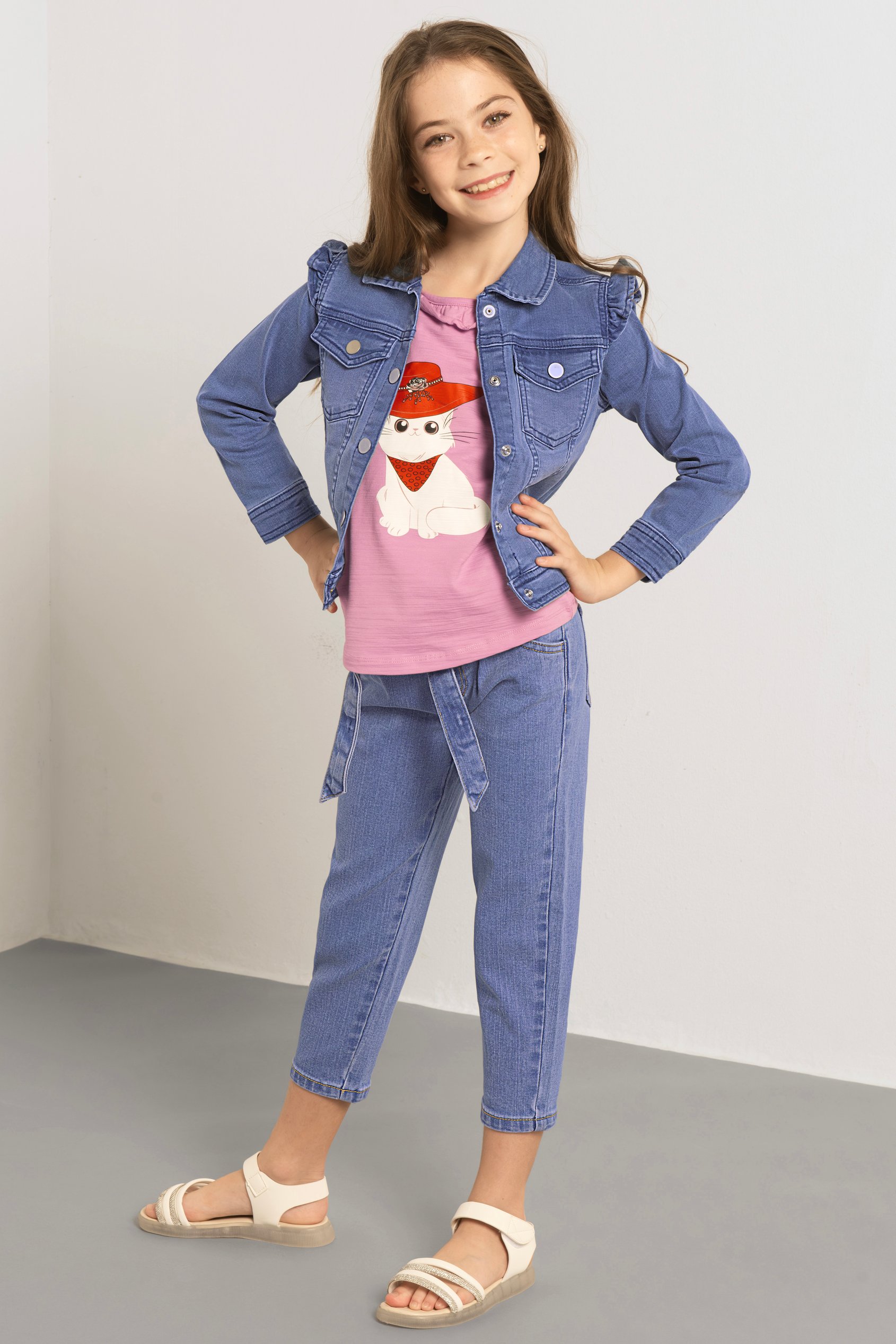Girls Frill Shoulder Denim Jacket (2/3yrs-8/9yrs)