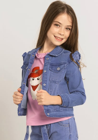 Girls Frill Shoulder Denim Jacket (2/3yrs-8/9yrs)