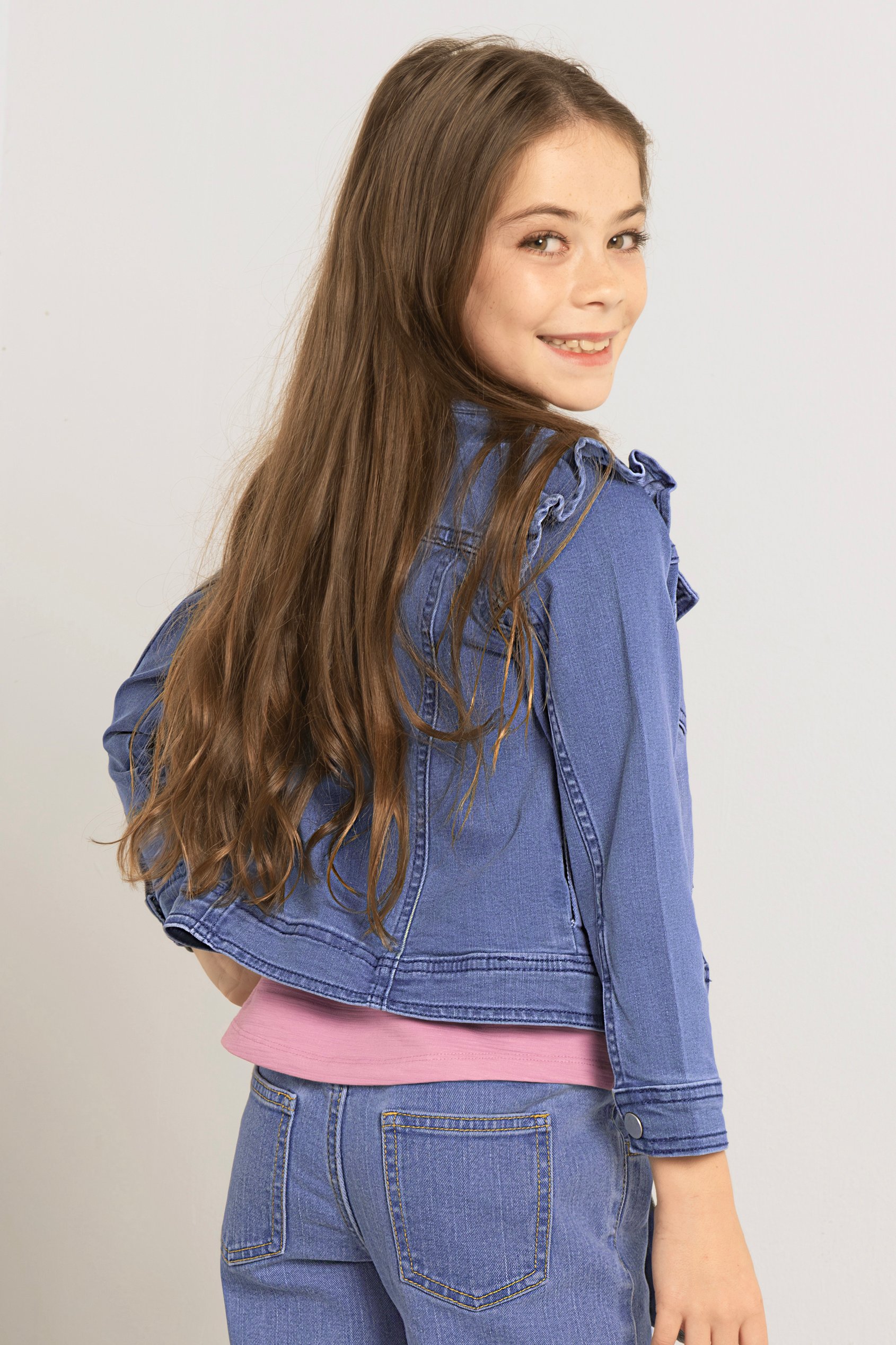 Girls Frill Shoulder Denim Jacket (2/3yrs-8/9yrs)