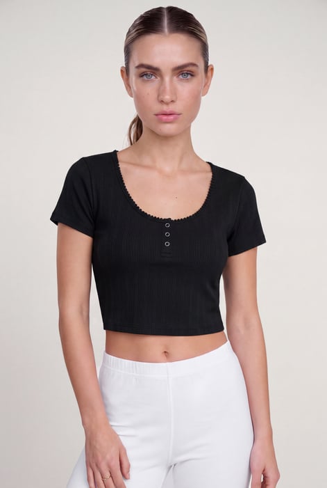 Ribbed Button-Up Short Sleeve T-Shirts