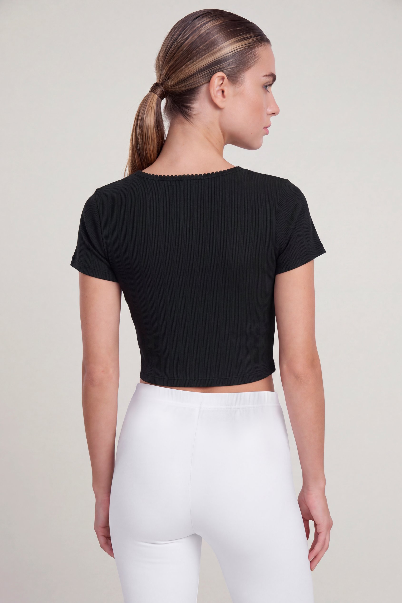 Ribbed Button-Up Short Sleeve T-Shirts
