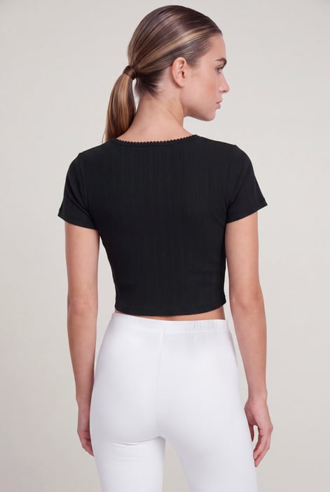 Ribbed Button-Up Short Sleeve T-Shirts