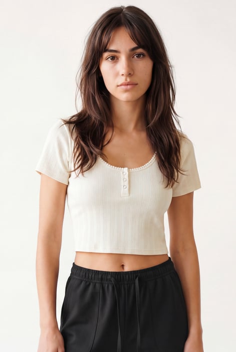 Ribbed Button-Up Short Sleeve T-Shirts