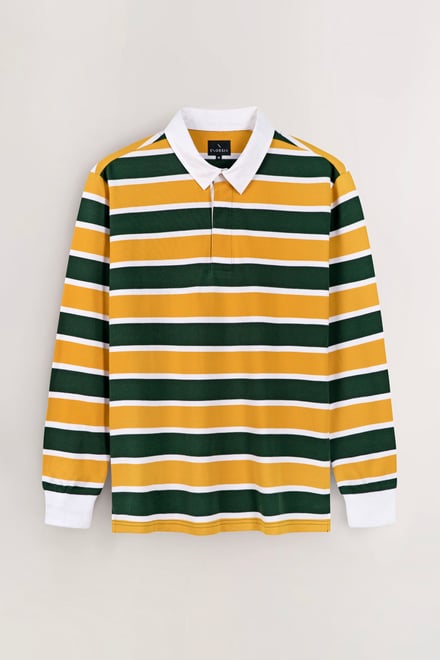 Men's Striped Long Sleeve  Polo Shirt