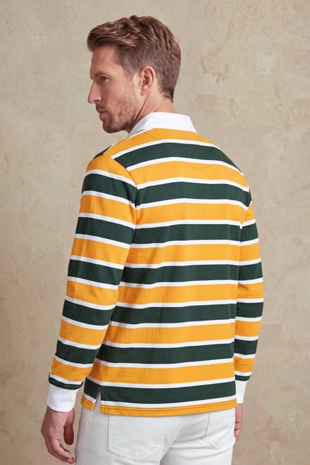 Men's Striped Long Sleeve  Polo Shirt