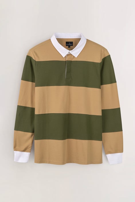 Colour Block Woven Collar L/S Polo Shirt