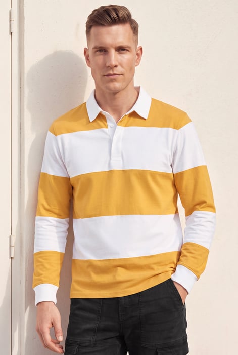 Colour Block Woven Collar L/S Polo Shirt