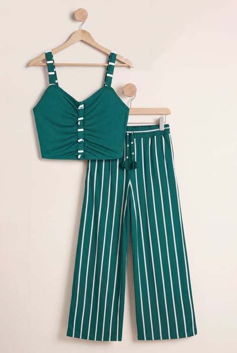 Striped Flare pant with Strappy Top Set