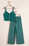 Striped Flare pant with Strappy Top Set