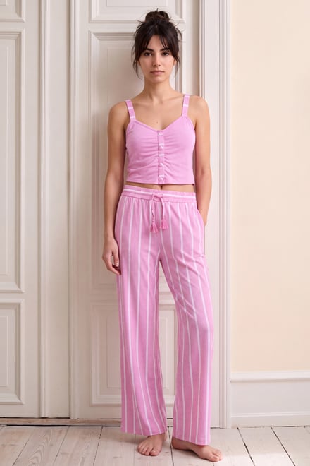 Striped Flare pant with Strappy Top Set
