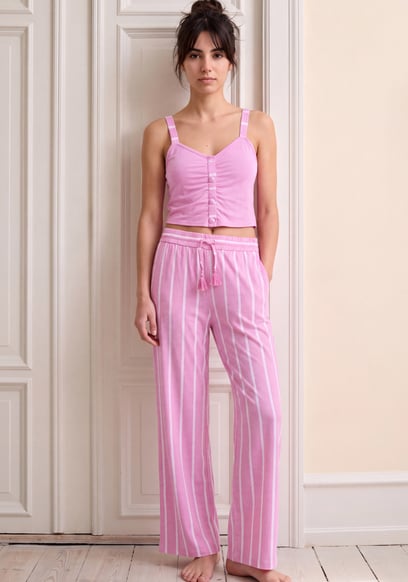 Striped Flare pant with Strappy Top Set