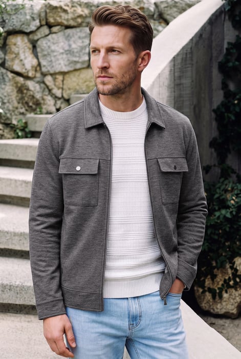 Men's Premium Jersey Zip Through Shacket
