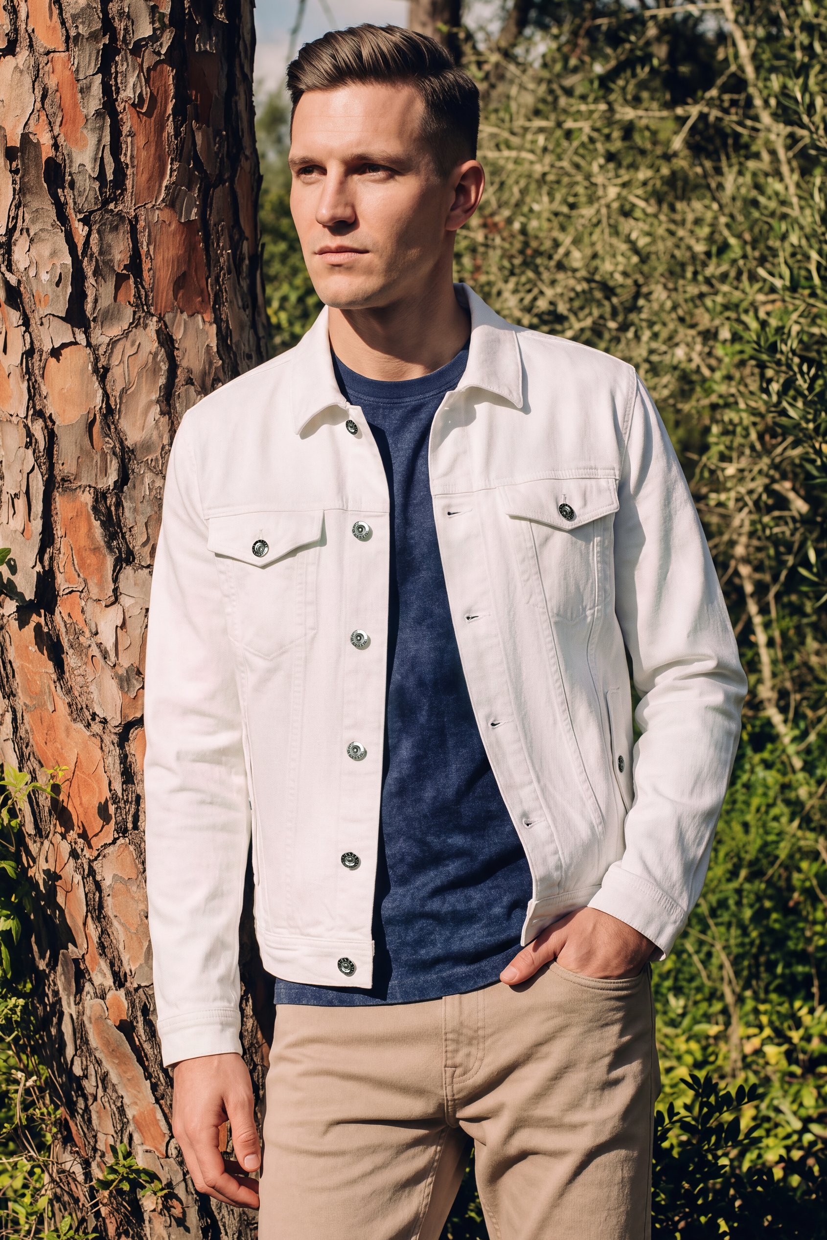 Men's Classic White Denim Jacket