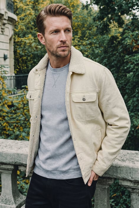 Men's Borg Lined Denim Jacket