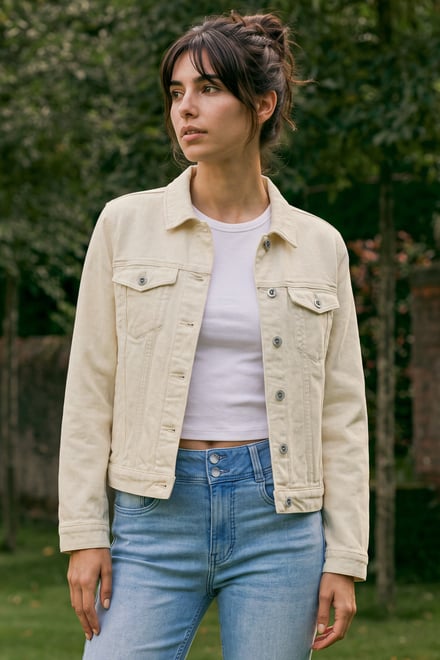 Ecru Denim Trucker Jacket