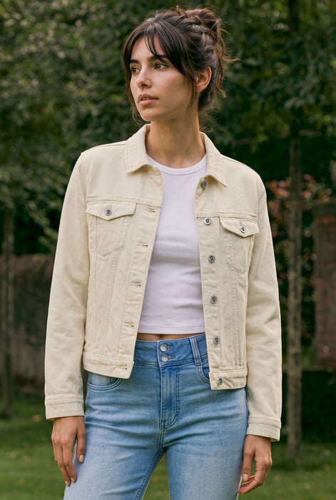 Ecru Denim Trucker Jacket