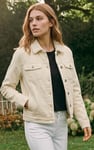 Ecru Borg Collar Denim Trucker Jacket