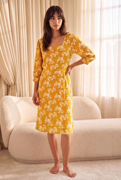 Floral Square Neck Midi Dress