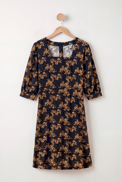 Floral Square Neck Midi Dress