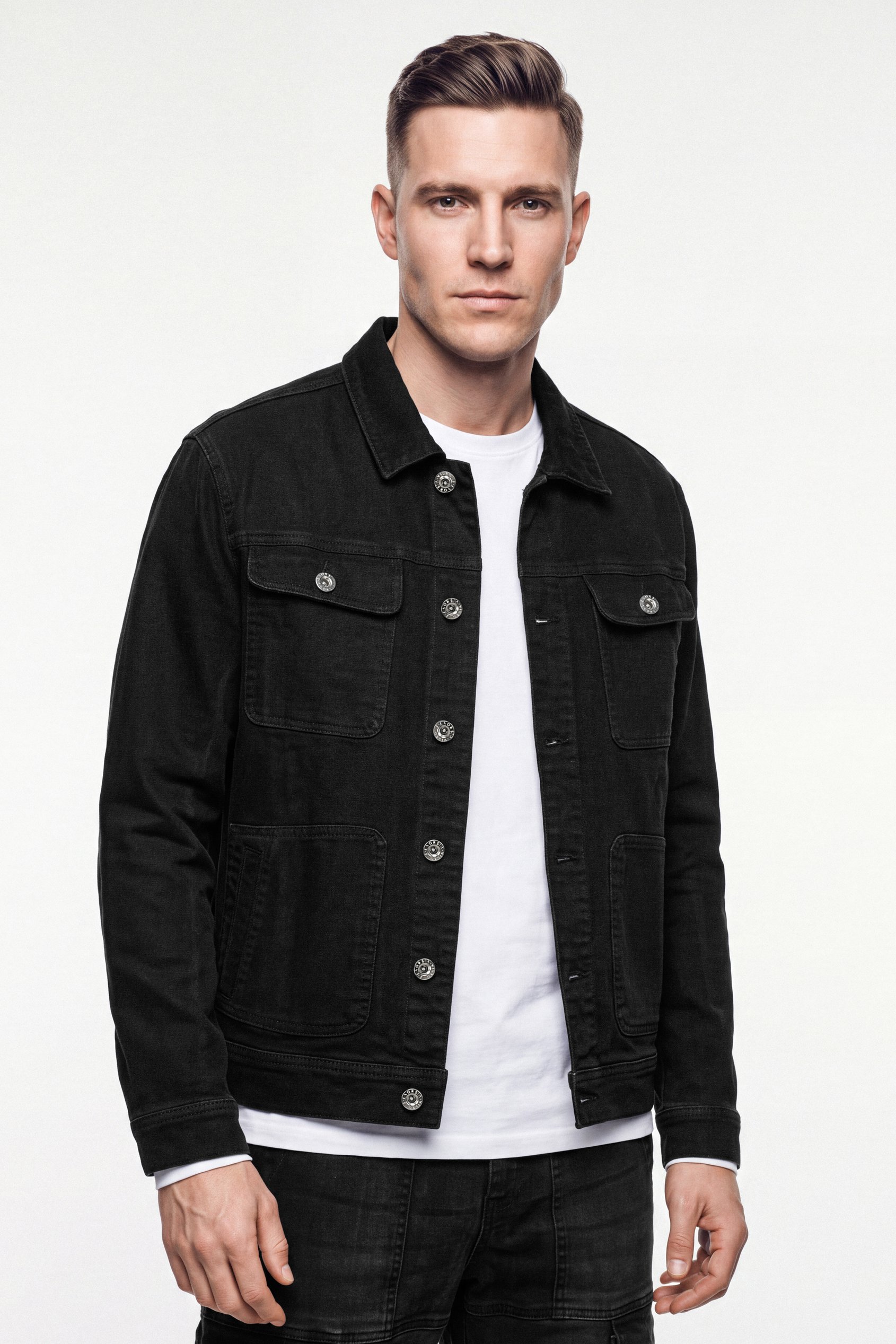 Men's Regular Fit  Black Denim Jacket