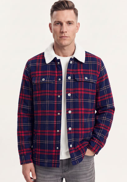 Tartan Check Borg Lined Shacket