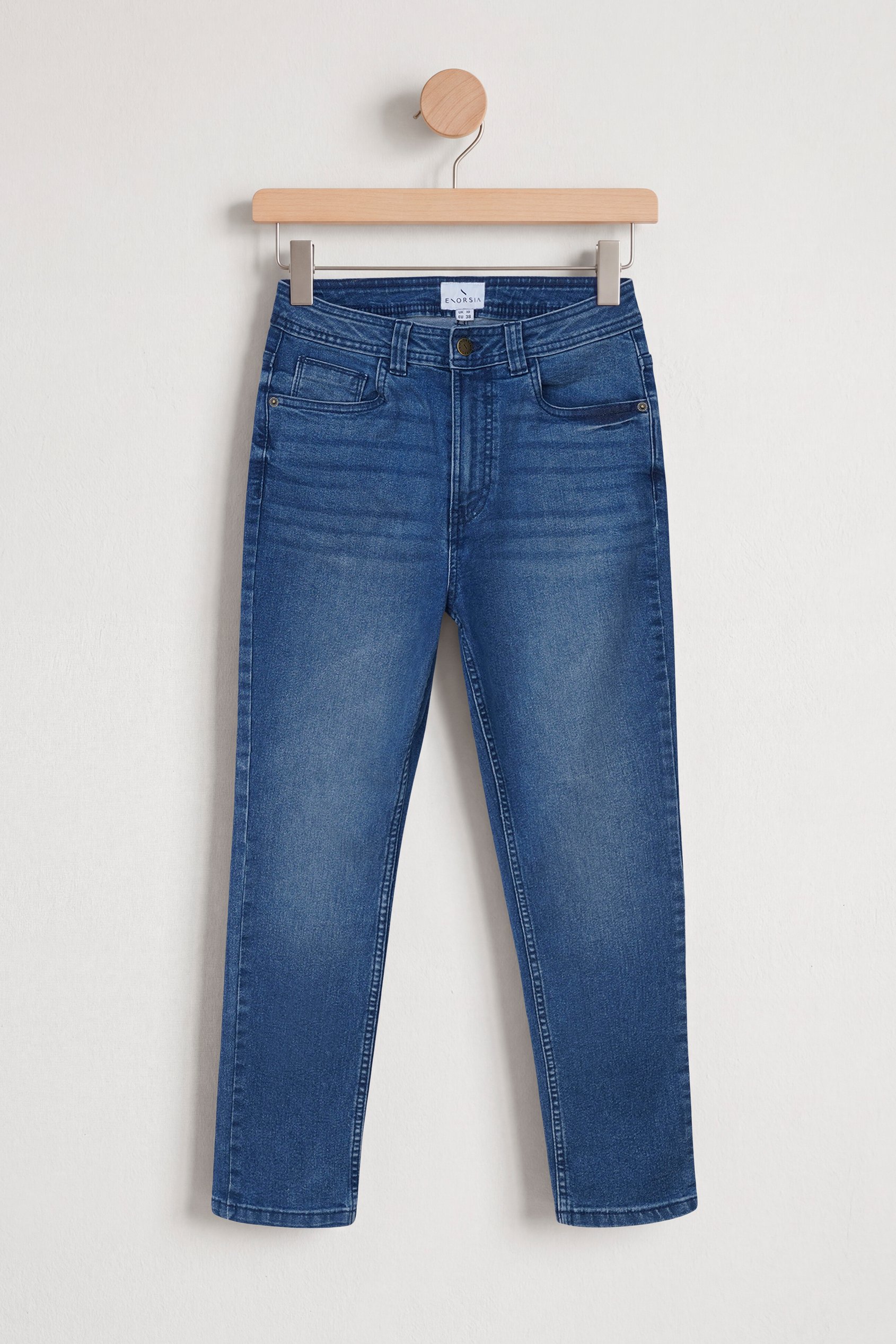 Enorsia Women's Deep Blue Super Stretch Capri Jeans - Uk 8
