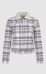 Plaid Check Borg Collar Cropped Shacket