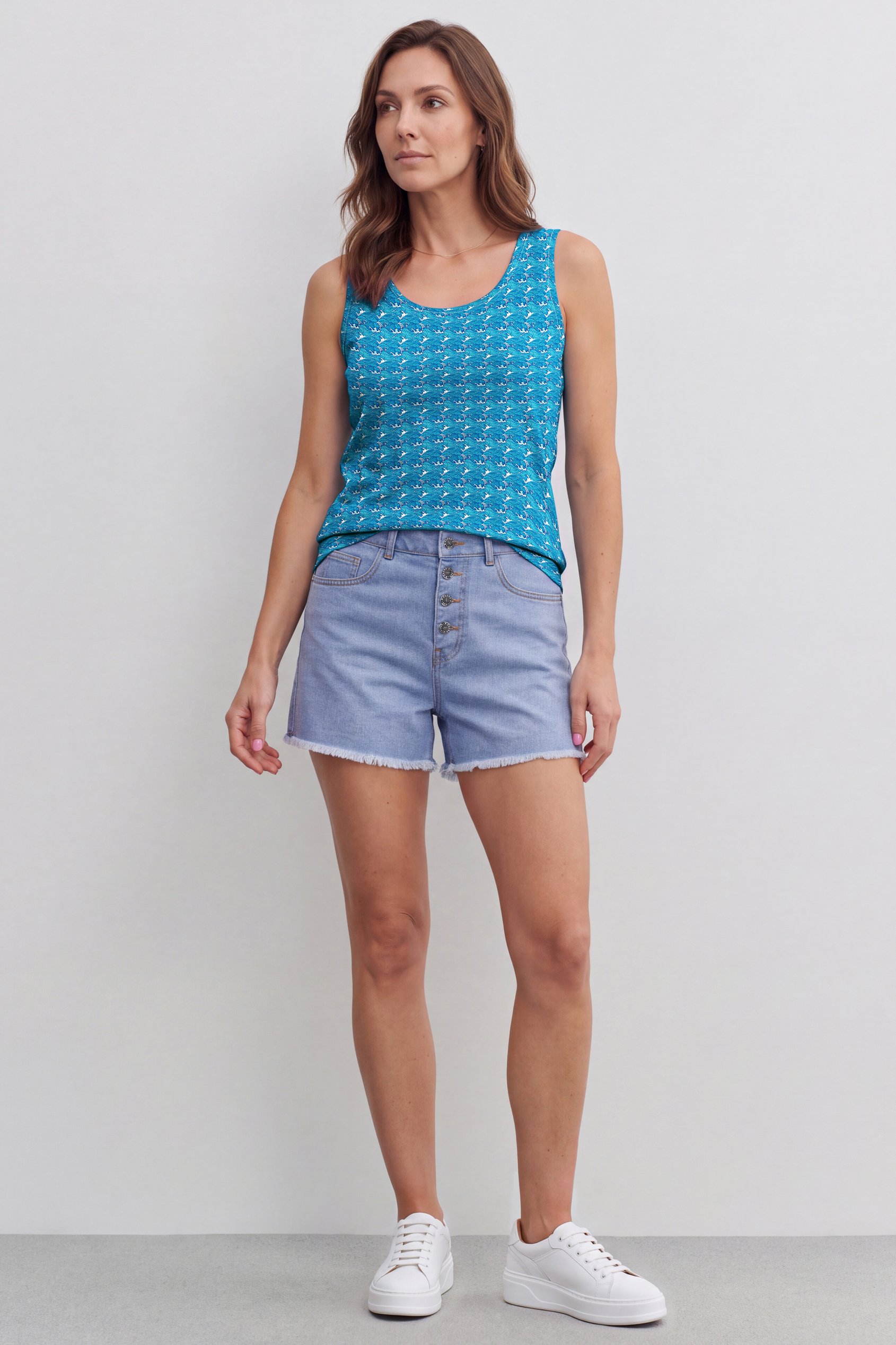 Wave Printed Vest Tank Top