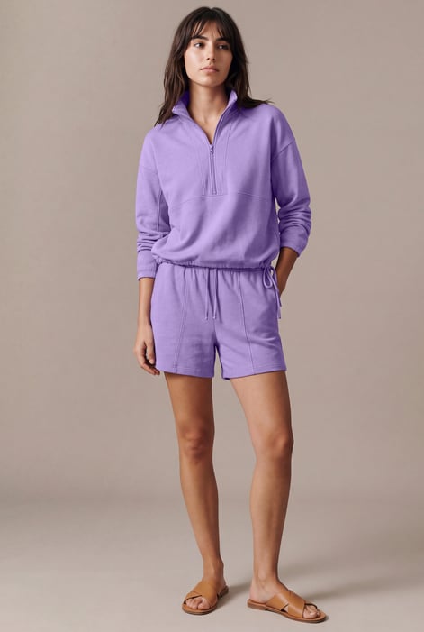 Quarter Zip Relaxed Sweatshirt and Short Set