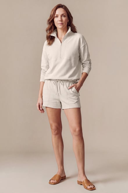 Quarter Zip Relaxed Sweatshirt and Short Set