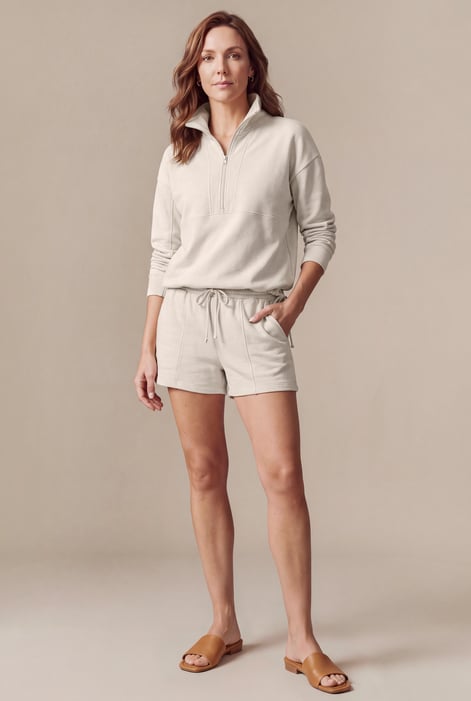 Quarter Zip Relaxed Sweatshirt and Short Set