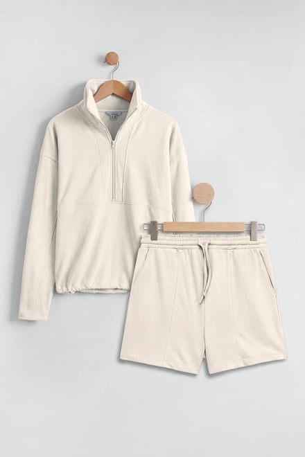 Quarter Zip Relaxed Sweatshirt and Short Set