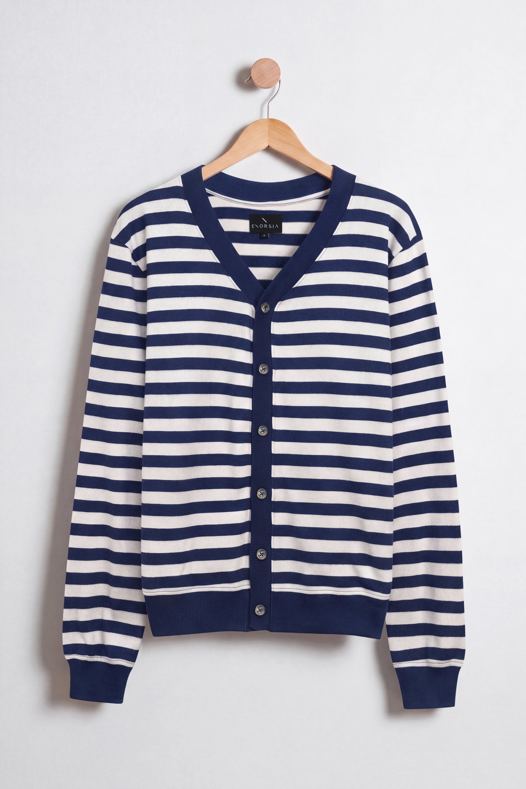 Men's Striped V-Neck Jersey Cardigan