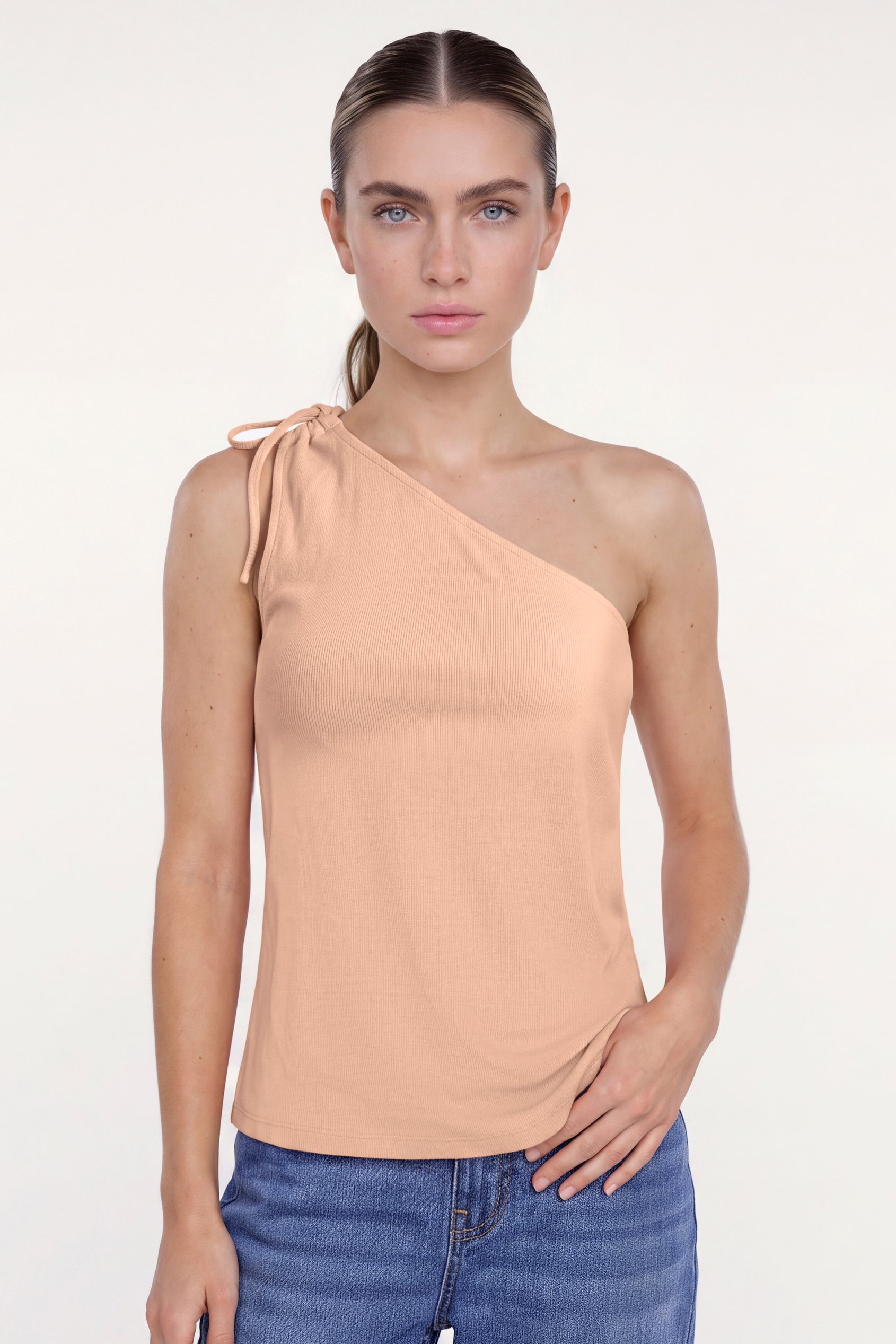 Ribbed One Shoulder Tops