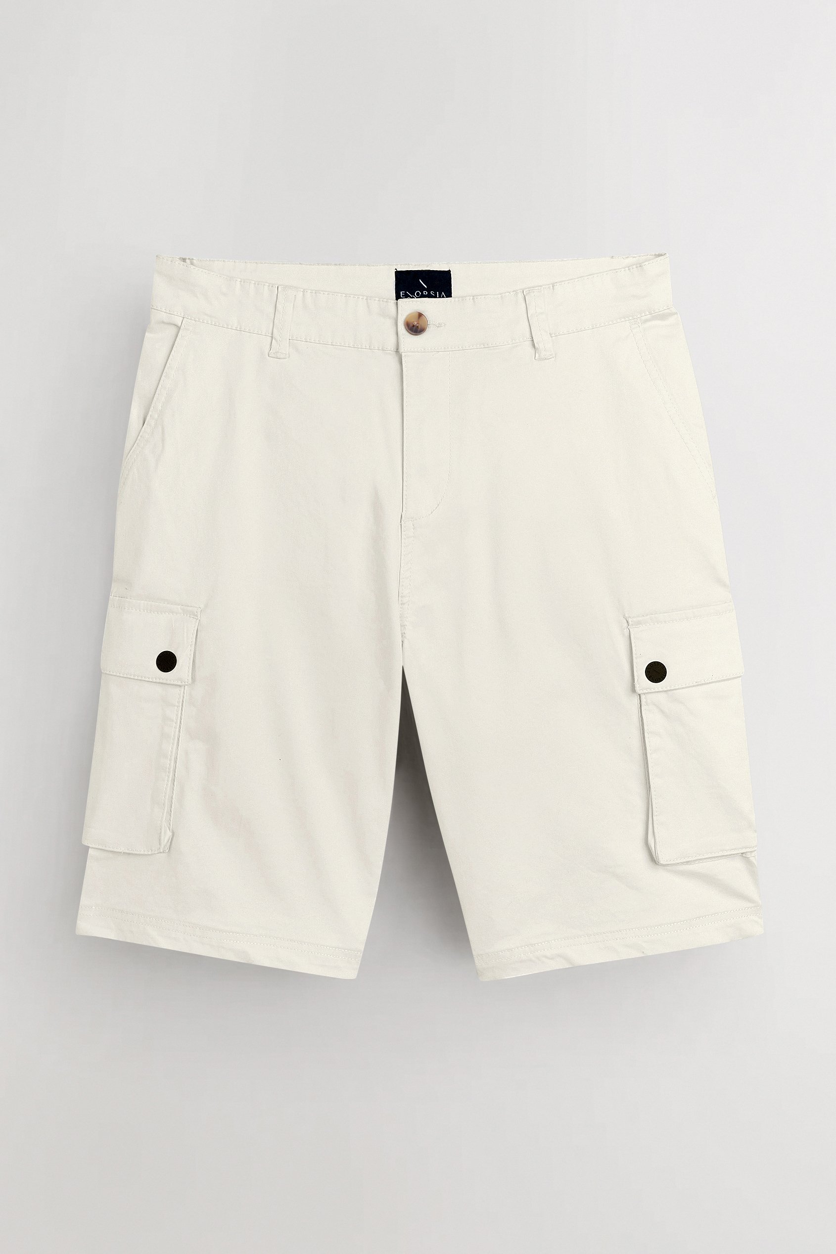 Enorsia Men's Cream Premium Cotton Stretch Cargo Shorts - Uk 32