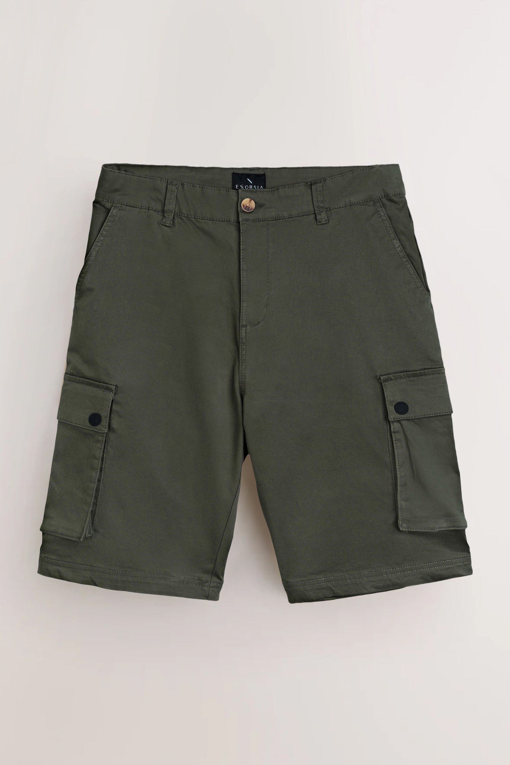 Enorsia Men's Olive Premium Cotton Stretch Cargo Shorts - Uk 30