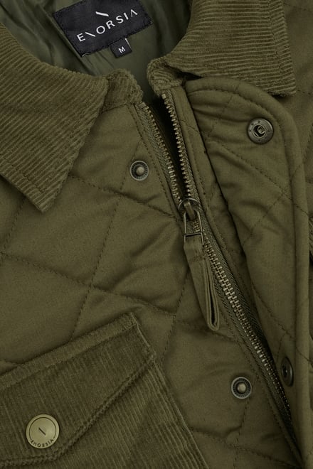 Men's Olive Green Diamond Quilted Padded Jacket