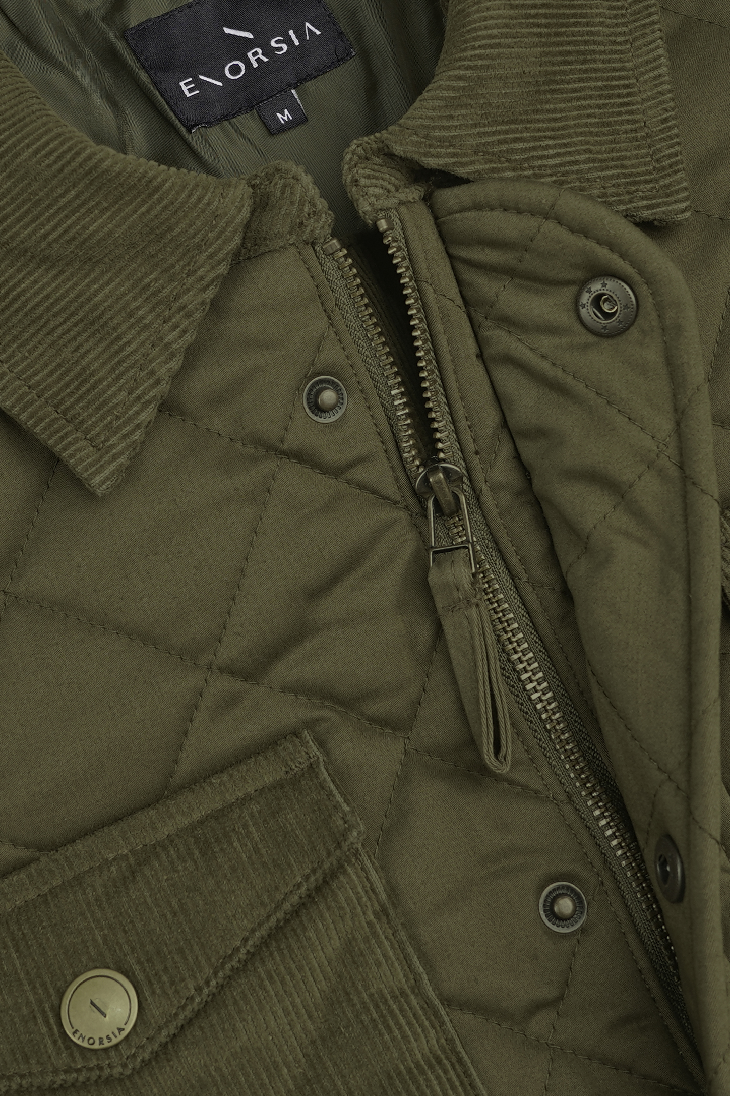 Men's Olive Green Diamond Quilted Padded Jacket