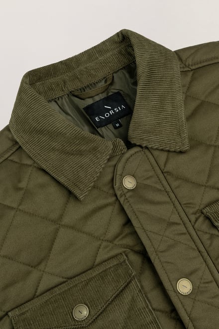 Men's Olive Green Diamond Quilted Padded Jacket