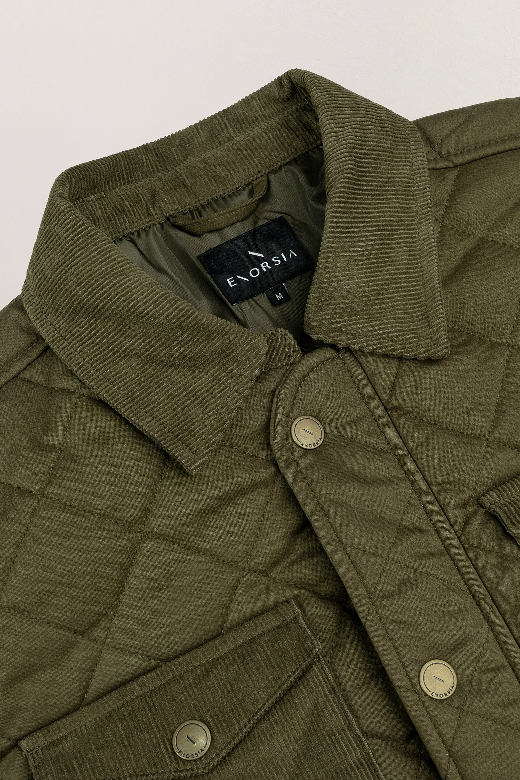 Men's Olive Green Diamond Quilted Padded Jacket