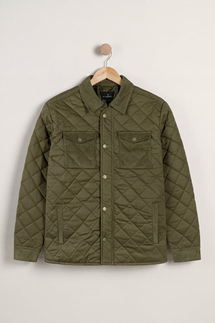 Men's Olive Green Diamond Quilted Padded Jacket