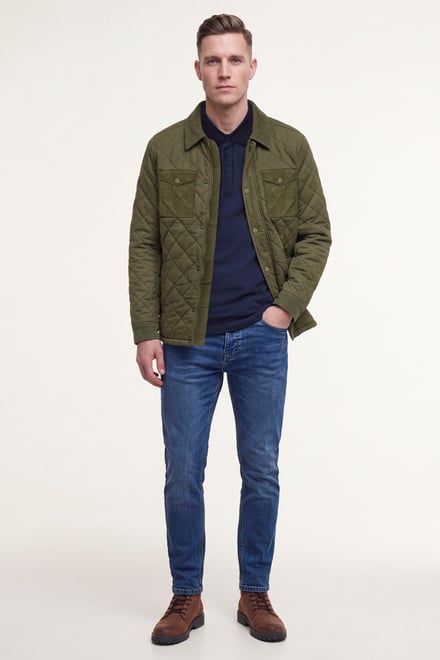 Men's Olive Green Diamond Quilted Padded Jacket