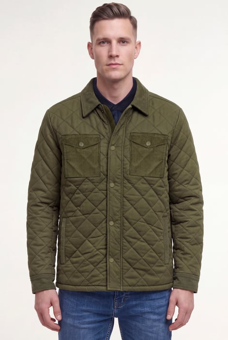 Men's Olive Green Diamond Quilted Padded Jacket